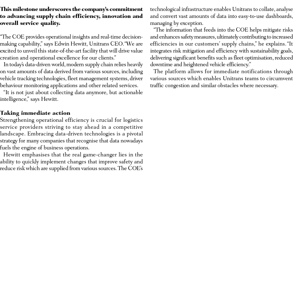 This milestone underscores the company’s commitment to advancing supply chain efficiency, innovation and overall serv...
