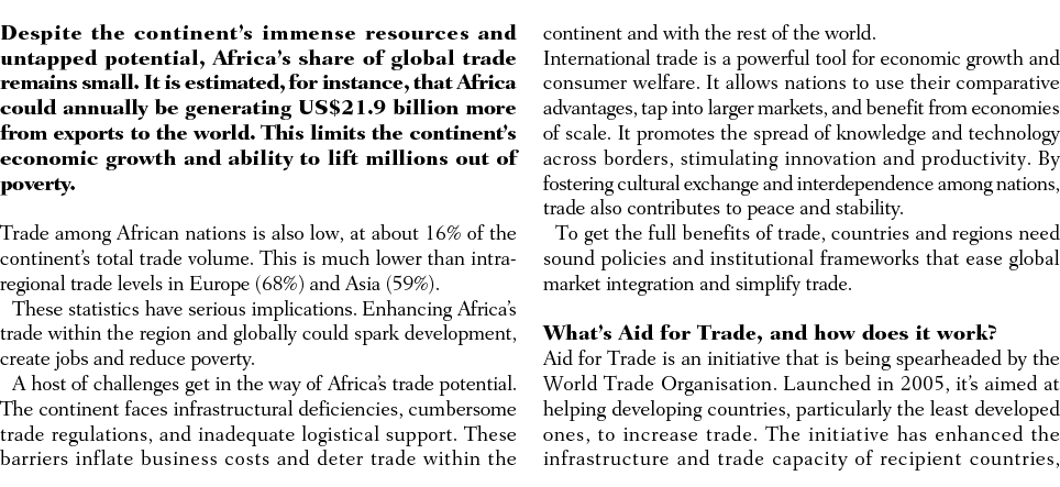 Despite the continent’s immense resources and untapped potential, Africa’s share of global trade remains small. It is...