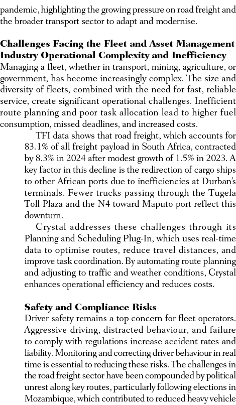 pandemic, highlighting the growing pressure on road freight and the broader transport sector to adapt and modernise. ...