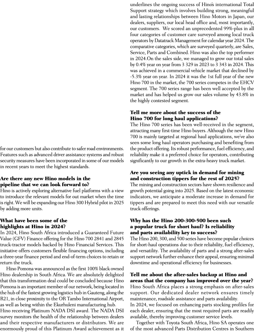 for our customers but also contribute to safer road environments. Features such as advanced driver assistance systems...