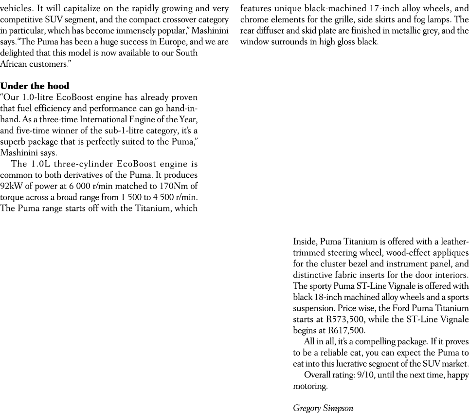 vehicles. It will capitalize on the rapidly growing and very competitive SUV segment, and the compact crossover categ...