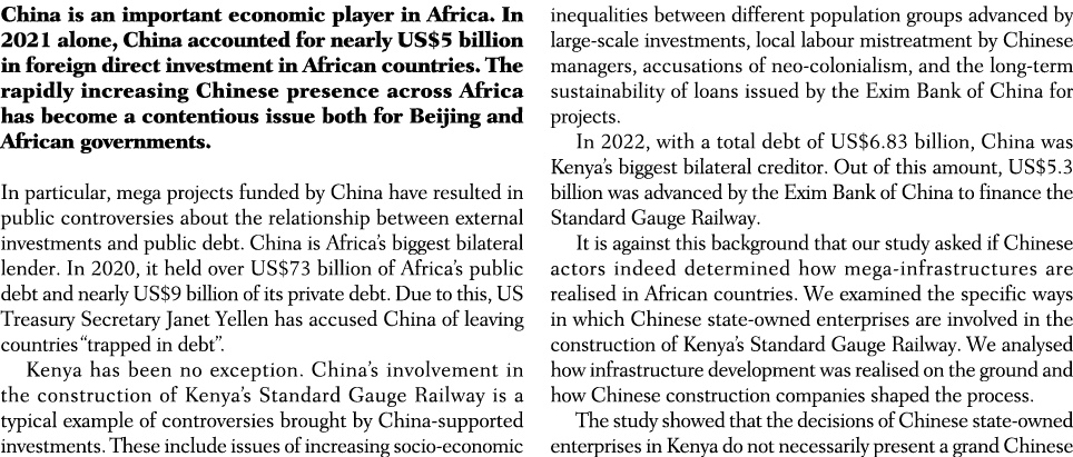 China is an important economic player in Africa. In 2021 alone, China accounted for nearly US$5 billion in foreign di...