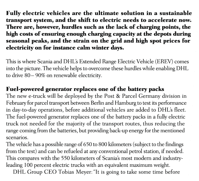 Fully electric vehicles are the ultimate solution in a sustainable transport system, and the shift to electric needs ...